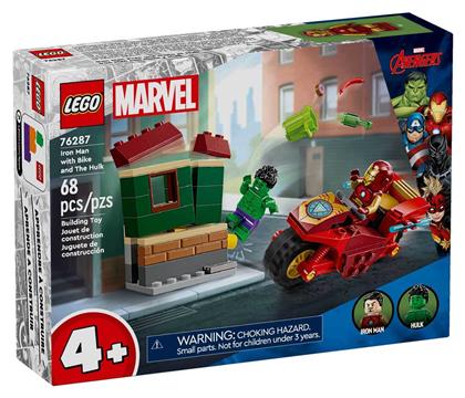 Lego Marvel Iron Man with Bike and the Hulk για 4+ Ετών 68τμχ