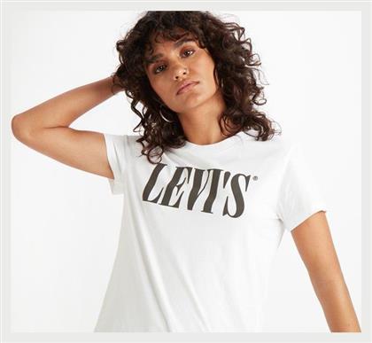 Levi's Perfect 90's Serif Γυναικείο T-shirt Λευκό με Στάμπα από το Cosmos Sport