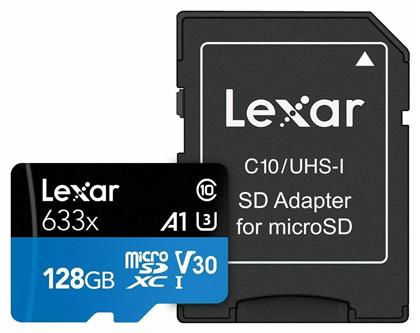 Lexar High-Performance 633x microSDXC 128GB Class 10 U3 V30 A1 UHS-I