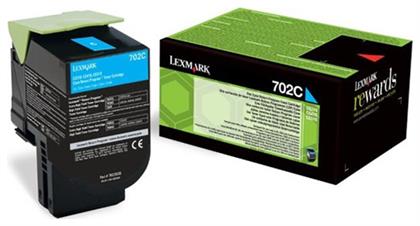 Lexmark 702C Γνήσιο Toner Laser Εκτυπωτή Κυανό Return Program 1000 Σελίδων (70C20C0)