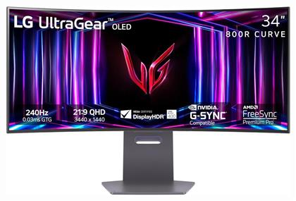 LG 34GS95QE UltraGear Ultrawide OLED HDR Curved Gaming Monitor 34'' QHD 3440x1440 240Hz με Χρόνο Απόκρισης 0.03ms GTG