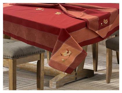 Linea Home Πασχαλινό Τραπεζομάντηλο με Κέντημα Chicken 140x180cm Κεραμιδί