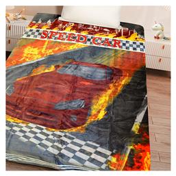 Lino Home Κουβέρτα Βελουτέ Speed Car 160x220εκ. Γκρι / Κόκκινο