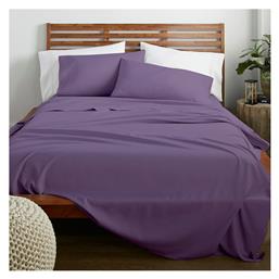 Lino Home Σεντόνι Μονό με Λάστιχο 100x200+30εκ. Claro Mauve