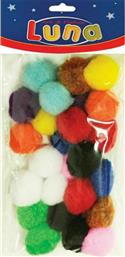 Luna Πομ Πομ Χειροτεχνίας Διάφορα Χρώματα 25 χιλ. 25 τμχ από το Moustakas Toys