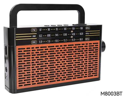 M3008BT Retro Φορητό Ραδιόφωνο Επαναφορτιζόμενο με Bluetooth και USB Μαύρο