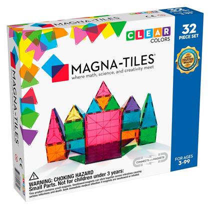 Magna-Tiles Μαγνητικό Παιχνίδι Κατασκευών Clear Colors για Παιδιά 3+ Ετών