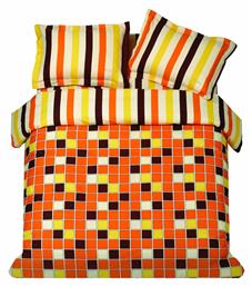 Makis Tselios Home Σετ Μονή 160x240 Squares Orange Πορτοκαλί από το Katoikein