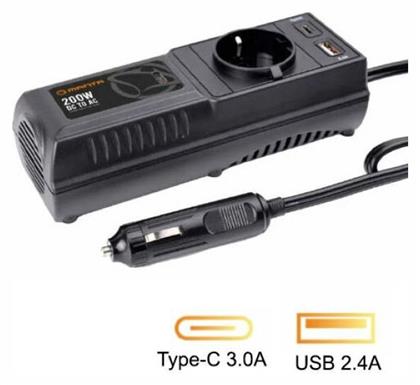 Manta Inverter Αυτοκινήτου 200W για Μετατροπή 12V DC σε 230V AC με 1xUSB