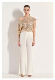 Matis Fashion Γυναικεία Ψηλόμεση Υφασμάτινη Παντελόνα Εκρού
