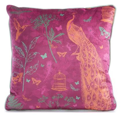 Μαξιλάρι Διακοσμητικό Γέμιση Birds Paradise Fuchsia Nef-nef Homeware 45x45 Πολυέστερ