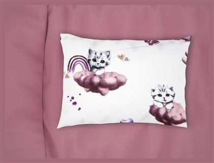 Μαξιλαροθήκη Εμπριμέ Bebe Kitten 561 35x45 Mauve 100% Cotton