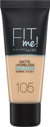 Maybelline Fit Me Matte + Poreless Liquid Make Up 105 Natural Ivory 30ml από το Pharm24