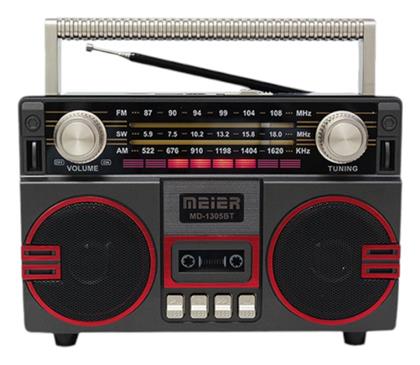 MD-1305 BT Retro Φορητό Ραδιόφωνο Επαναφορτιζόμενο με Bluetooth και USB Κόκκινο