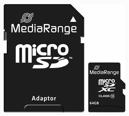 MediaRange microSDXC 64GB Class 10 A1 High Speed με αντάπτορα