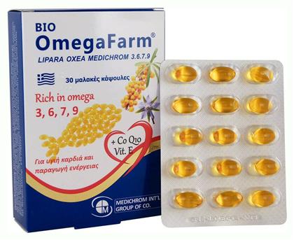 Medichrom Bio Omega Farm Omega 3-6-9-7 & CoQ10, Vitamin E Ιχθυέλαιο 30 μαλακές κάψουλες από το CareLife