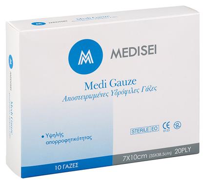 Medisei Medi Gauze Αποστειρωμένες Γάζες Υδρόφιλες 35x38.5cm 10τμχ