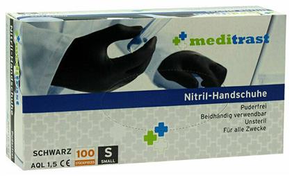 Meditrast Nitril-Handschuhe Γάντια Νιτριλίου Χωρίς Πούδρα σε Μαύρο Χρώμα 100τμχ από το Pharm24