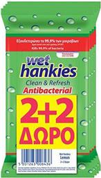 ΜΕΓΑ Wet Hankies Clean & Refresh Antibacterial Lemon 60τμχ