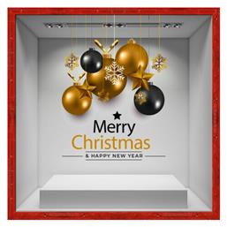 Merry Christmas - Black & Gold & gifts, Χριστουγεννιάτικα, Αυτοκόλλητα βιτρίνας, 50 x 70 εκ.