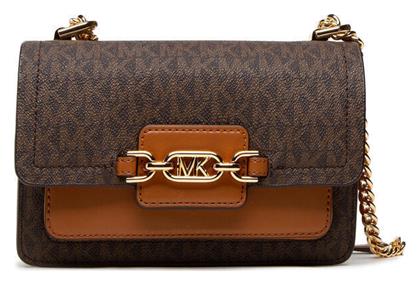 Michael Kors Heather Δερμάτινη Γυναικεία Flap Bag Χιαστί Καφέ