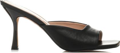 Migato Δερμάτινα Mules με Λεπτό Ψηλό Τακούνι σε Μαύρο Χρώμα από το MyShoe