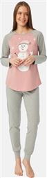 Minerva Χειμερινό Γυναικείο Σετ Πιτζάμας Βαμβακερό Γκρι/Ροζ από το Closet22