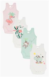 Minerva Pink Jungle Σετ Βρεφικό Φορμάκι Εσώρουχο Κοντομάνικο Πολύχρωμο 4τμχ