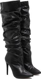 Μυτερές μπότες με σούρες και λεπτό τακούνι - Μαύρο από το Issue Fashion
