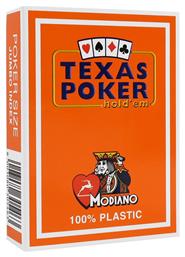 Modiano Texas Poker 2 Jumbo Τράπουλα Πλαστική για Poker Πορτοκαλί από το Plus4u