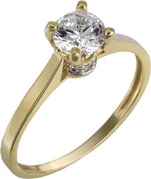 Μονόπετρο χρυσό δαχτυλίδι Κ14 με swarovski 025844 025844 Χρυσός 14 Καράτια από το Kosmima24