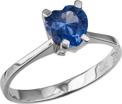 Μονόπετρο δαχτυλίδι Κ14 με μπλε ζιργκόν καρδούλα 035502 035502 Χρυσός 14 Καράτια από το Kosmima24