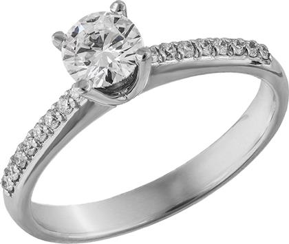Μονόπετρο δαχτυλίδι Κ18 με διαμάντια μπριγιάν 035824 035824 Χρυσός 18 Καράτια