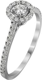 Μονόπετρο Δαχτυλίδι Με Διαμάντια Brilliant Από Λευκόχρυσο Κ18 R22789 από το Kiriakos Gofas