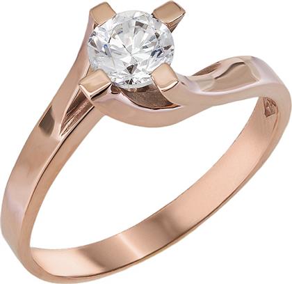 Μονόπετρο ροζ δαχτυλίδι Κ14 011107 011107 Χρυσός 14 Καράτια