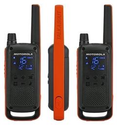 Motorola Talkabout T82 Ασύρματος Πομποδέκτης PMR 0.5W με Μονόχρωμη Οθόνη Σετ 2τμχ Σε Πορτοκαλί Χρώμα