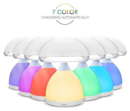 Mushroom Lamp Διακοσμητικό Φωτιστικό με Φωτισμό RGB Μανιτάρι LED Μπαταρίας σε Λευκό Χρώμα