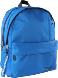 Must Monochrome Rpet Double Μπλε Σχολική Τσάντα Πλάτης Γυμνασίου - Λυκείου σε Μπλε χρώμα Μ32 x Π19 x Υ42cm