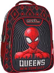 Must Spiderman Queens New York City Σχολική Τσάντα Πλάτης Δημοτικού σε Κόκκινο χρώμα Μ32 x Π18 x Υ43εκ από το e-shop