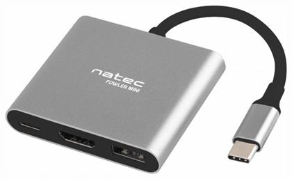 Natec Fowler Mini USB-C Docking Station με HDMI 4K PD Ασημί