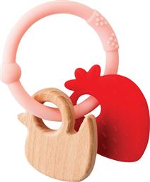 Nattou Silicone Teether Strawberry With Wood 0 + μηνών από το Spitishop