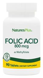 Nature's Plus Folic Acid Βιταμίνη 800mcg 90 ταμπλέτες