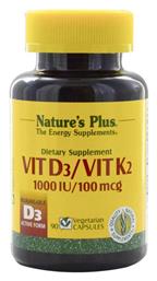 Nature's Plus Vit D3/ Vit K2 Βιταμίνη 1000iu 90 φυτικές κάψουλες