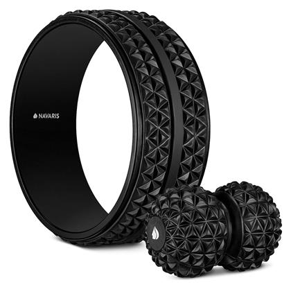 Navaris Τροχός Yoga Μαύρος με Διάμετρο 33cm