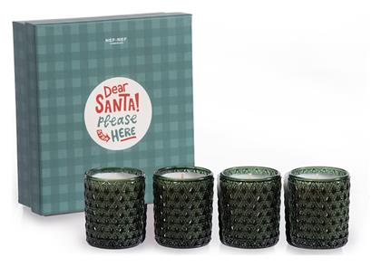Nef-Nef Homeware Χριστουγεννιάτικο Κερί Πράσινο 70x4εκ. 4τμχ