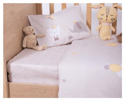Nef-Nef Homeware Happy Days Σετ Βρεφικά Σεντόνια Κούνιας Βαμβακερά Γκρι 170x120εκ. 3τμχ