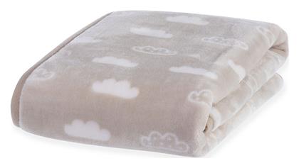Nef-Nef Homeware Κουβέρτα Αγκαλιάς & Λίκνου Clouds Βελουτέ Μπεζ Μπεζ 75x100εκ.