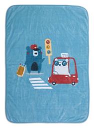 Nef-Nef Homeware Κουβέρτα Αγκαλιάς & Λίκνου Traffic Βελουτέ Τιρκουάζ Traffic 75x100εκ.