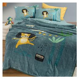 Nef-Nef Homeware Κουβέρτα Βελουτέ Wild Dance Stone Blue 220x160εκ.