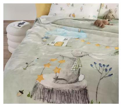 Nef-Nef Homeware Κουβέρτα Βελουτέ Woodland Party Πράσινη 220x160εκ.